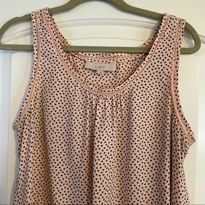 Loft size Large Sleeveless blouse, Pink and Black Hearts